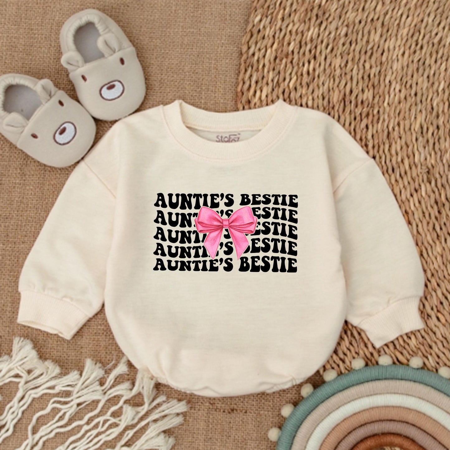 Auntie and Bestie Matching Sweatshirts for Nephew and Niece, Soft Comfortable Cotton Baby Toddler Outfit Family Visit Gift