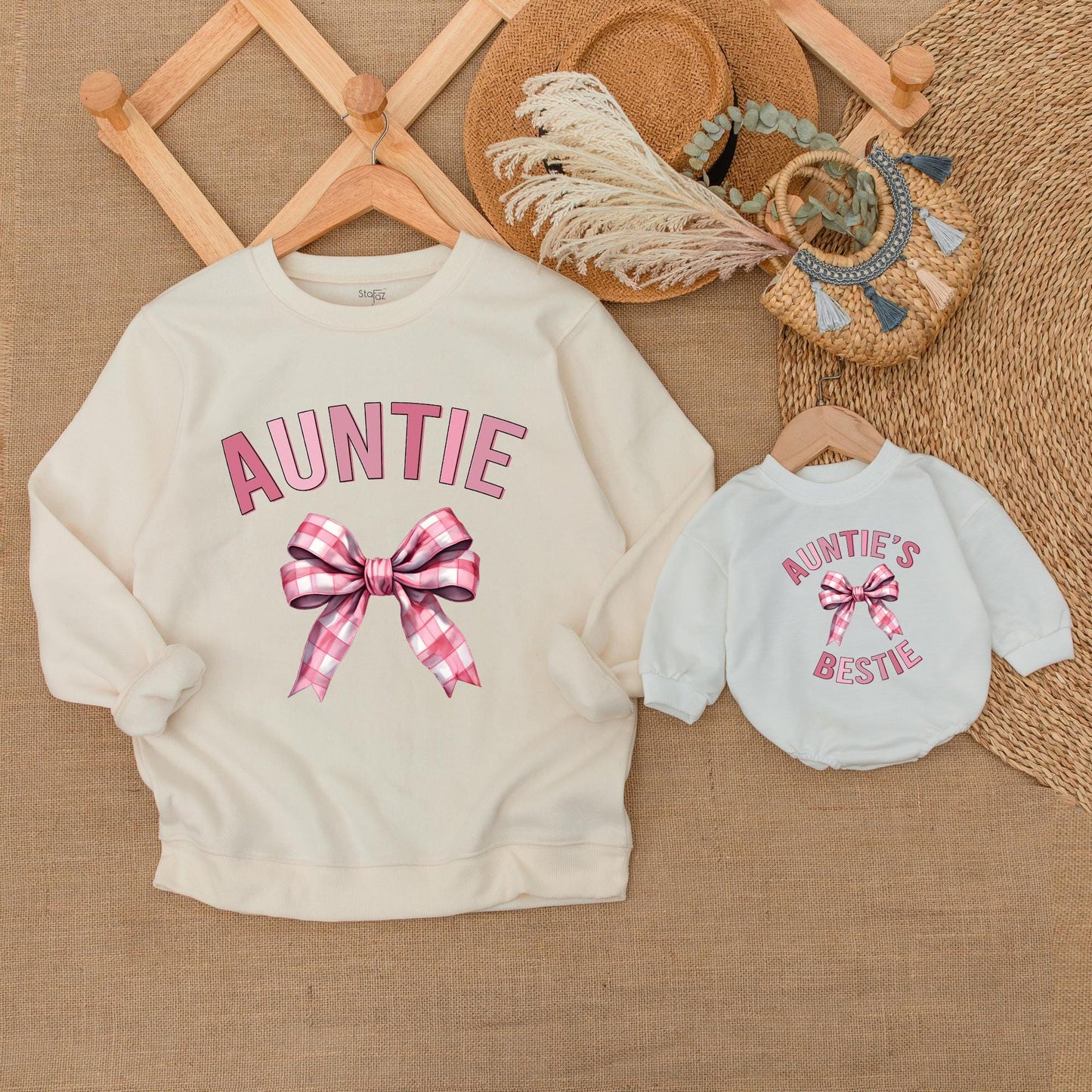 Auntie's Bestie Matching Sweatshirt for Niece & Nephew Cute Auntie and Me Family Outfit Cozy Cotton Casual Gift