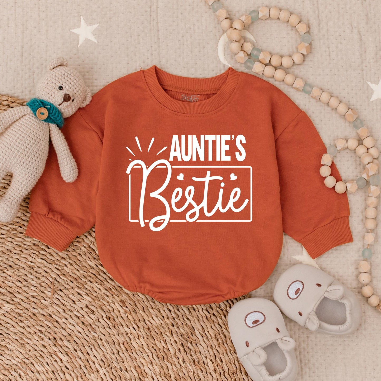 Auntie's Bestie Baby Romper Newborn Gift from Auntie Soft Comfortable Bodysuit Infant Girl Boy Pregnancy Announcement Shower Outfit