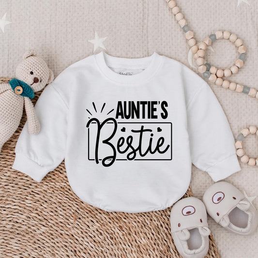 Auntie's Bestie Baby Romper Newborn Gift from Auntie Soft Comfortable Bodysuit Infant Girl Boy Pregnancy Announcement Shower Outfit