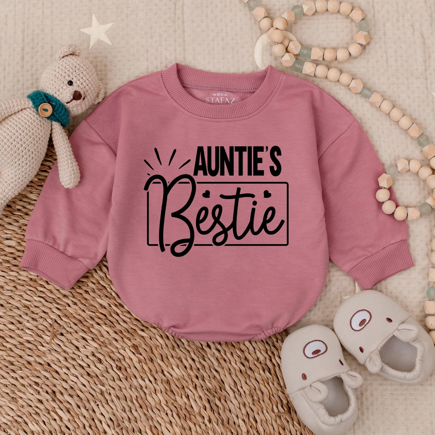 Auntie's Bestie Baby Romper Newborn Gift from Auntie Soft Comfortable Bodysuit Infant Girl Boy Pregnancy Announcement Shower Outfit