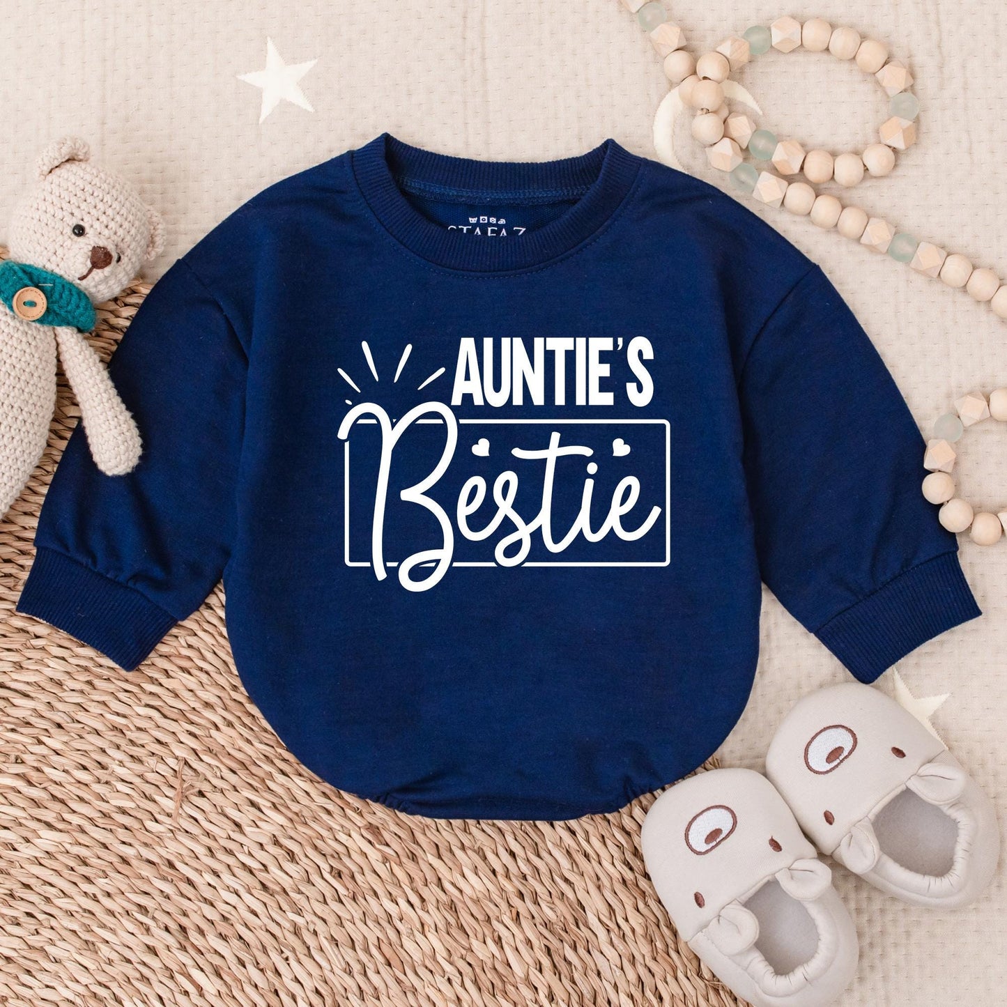 Auntie's Bestie Baby Romper Newborn Gift from Auntie Soft Comfortable Bodysuit Infant Girl Boy Pregnancy Announcement Shower Outfit