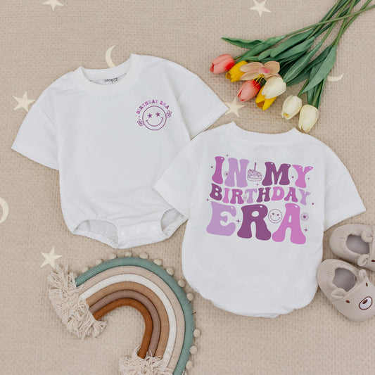 In My One Year Old Era Personalized Romper Baby Girl First Birthday Outfit Soft Cotton Bubble Romper Toddler Celebration Gift Idea