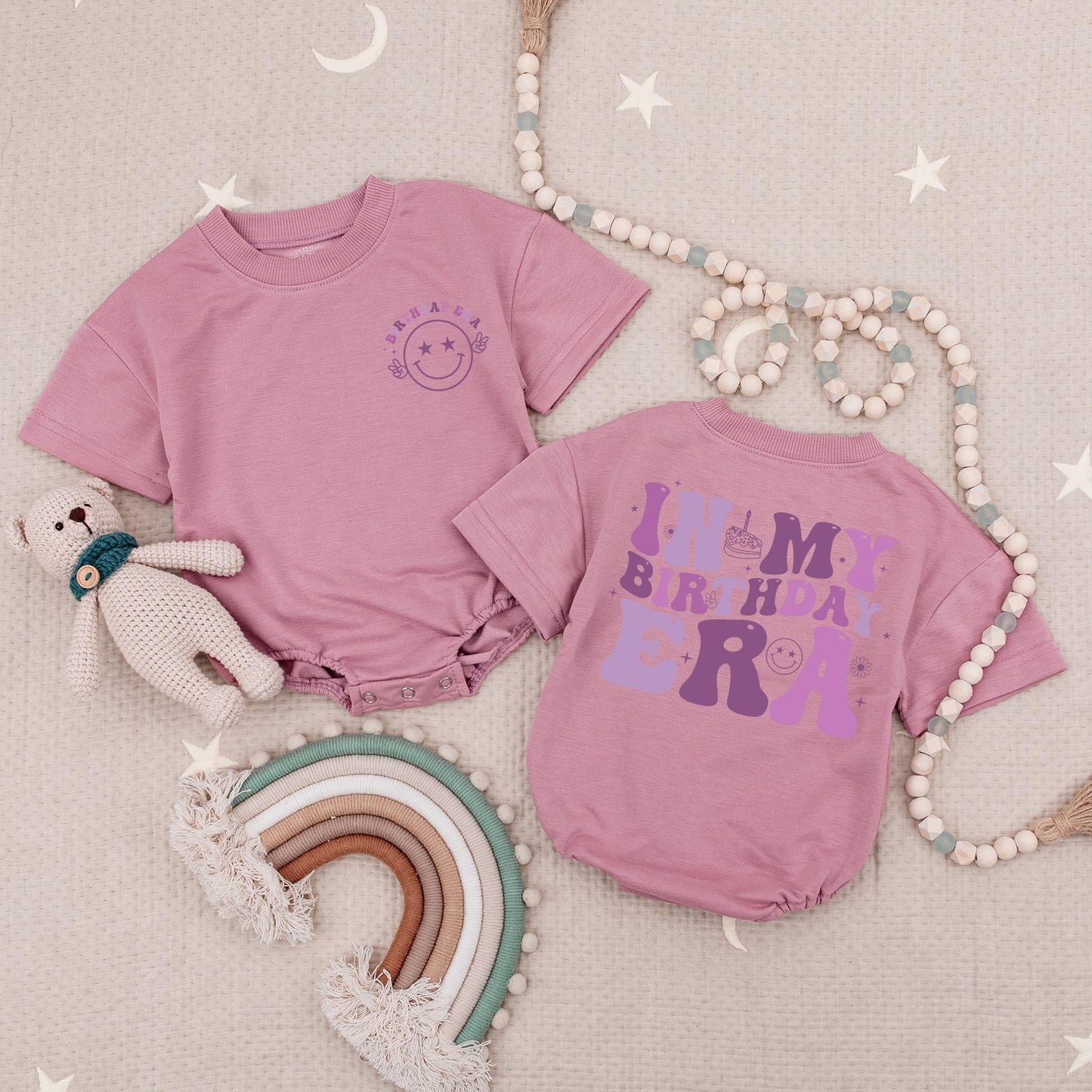 In My One Year Old Era Personalized Romper Baby Girl First Birthday Outfit Soft Cotton Bubble Romper Toddler Celebration Gift Idea