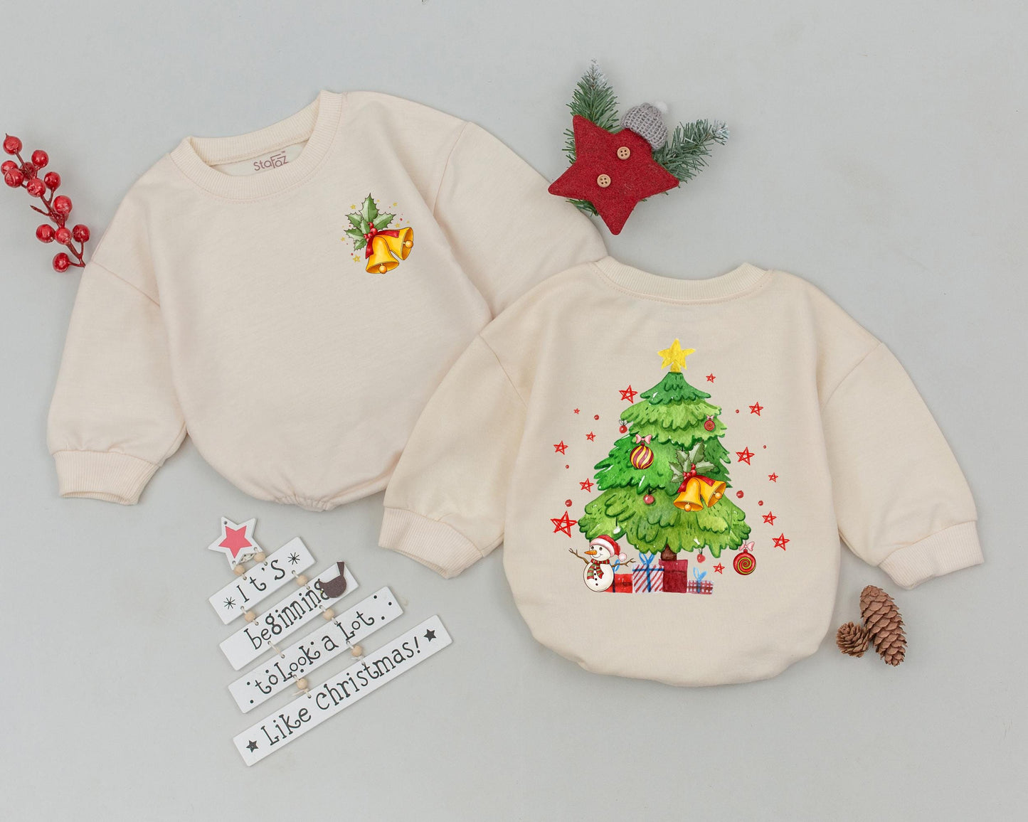Vintage Santa Baby Romper Christmas Girly Outfit Newborn Bodysuit First Christmas Infant Clothes Baby Shower Gift Custom Name Xmas Bow 138