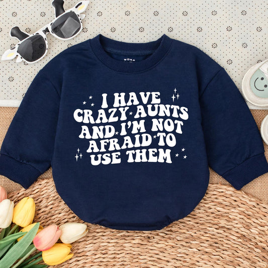 Funny Crazy Aunt Baby Romper Gift for Nephew Niece Cute Infant Outfit Auntie's Bestie Newborn Baby Shower Gift Idea