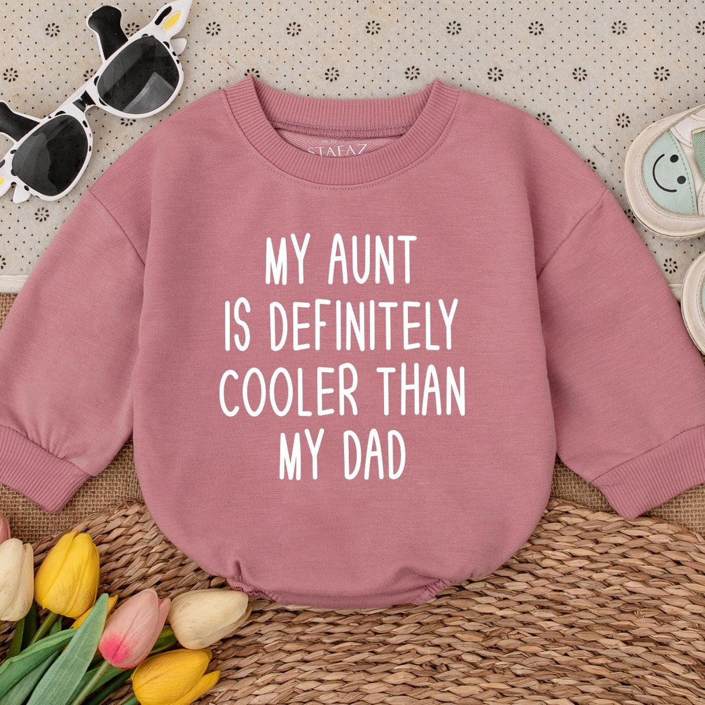 My Aunt Is Cooler Than Dad Baby Romper, Funny Newborn Outfit for Auntie's Bestie, Cute Infant Clothes, Great Baby Shower Gift, Boy or Girl Bodysuit 138