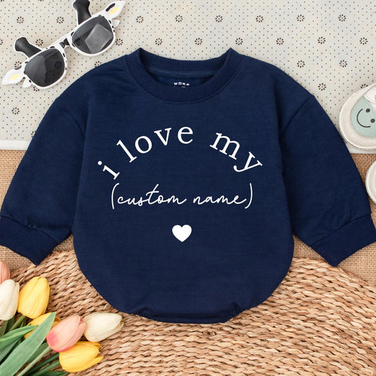 Custom Name Baby Romper - I Love My (Custom Name) Heart Infant Outfit Boy Girl Newborn Gift