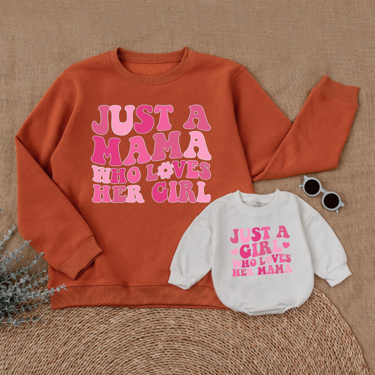 Mama and Daughter Matching Sweatshirts & Romper Set, Mommy and Me Outfits, Soft Cotton Comfort Gift for Girls