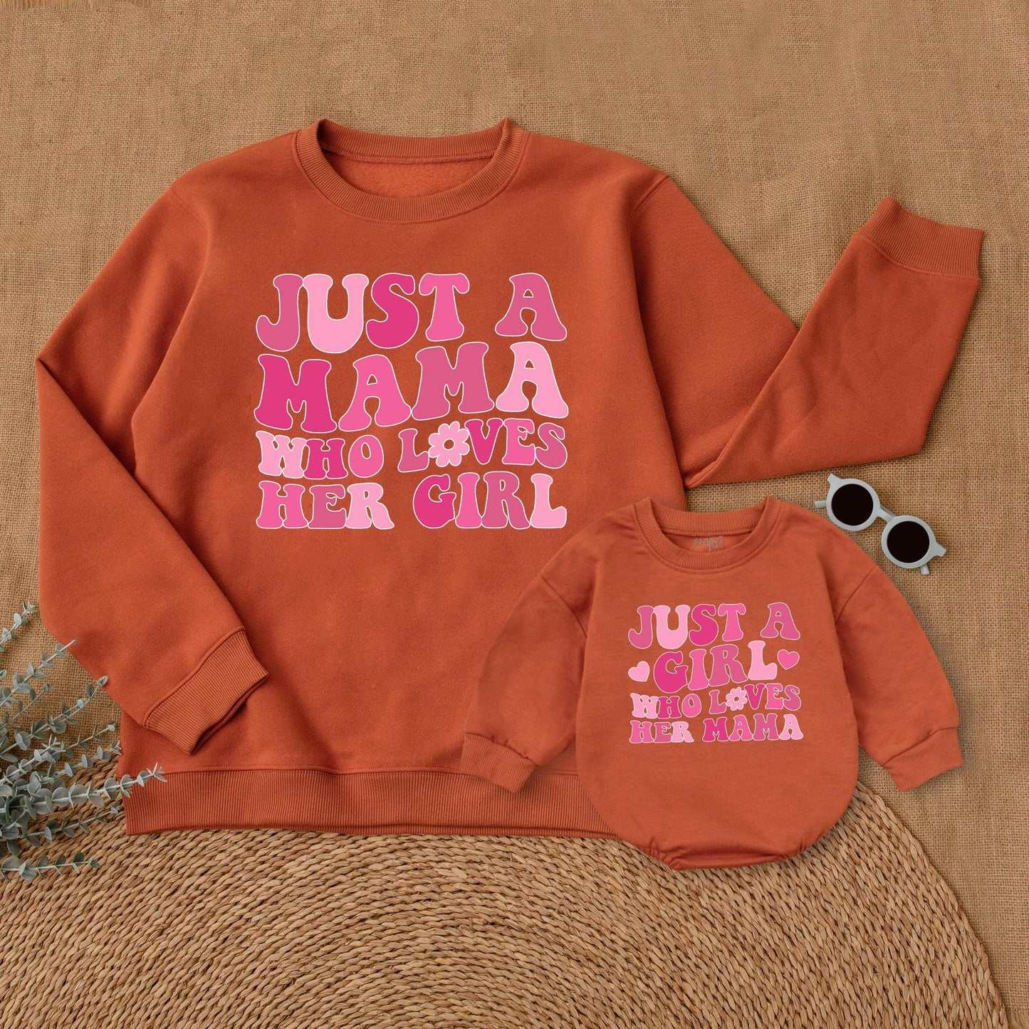 Mama and Daughter Matching Sweatshirts & Romper Set, Mommy and Me Outfits, Soft Cotton Comfort Gift for Girls