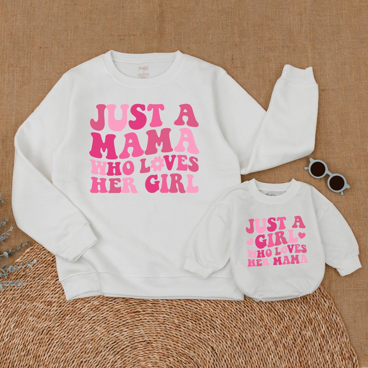 Mama and Daughter Matching Sweatshirts & Romper Set, Mommy and Me Outfits, Soft Cotton Comfort Gift for Girls