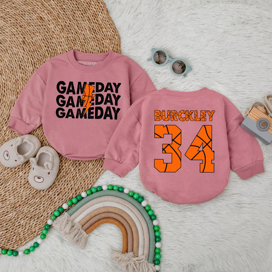 Game Day Basketball Baby Bubble Romper Outfit for Baby Boys and Infants Soft Cotton Bodysuit Shower Gift Sports Fan Apparel