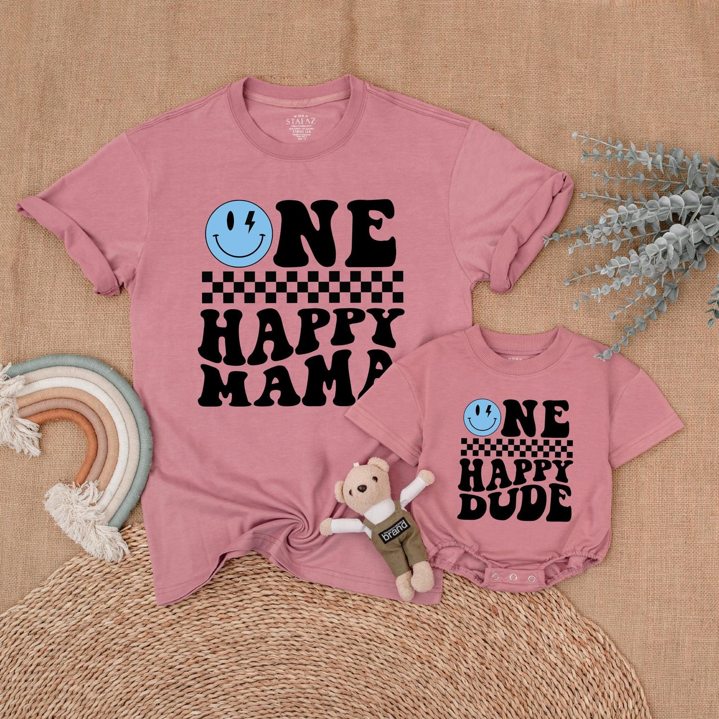 Matching One Happy Dude Birthday Shirt, Retro Smiley Face Boy Outfit, Family Matching Birthday Shirts, Cool Dude Cotton, 1st Birthday Party
