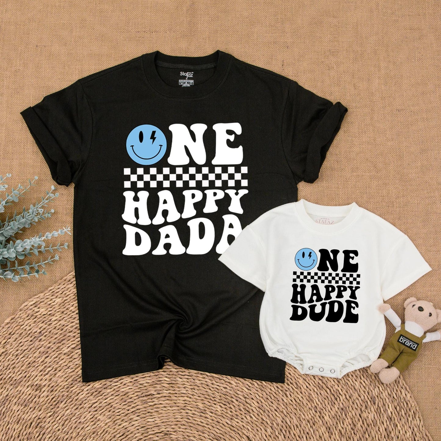 Matching One Happy Dude Birthday Shirt, Retro Smiley Face Boy Outfit, Family Matching Birthday Shirts, Cool Dude Cotton, 1st Birthday Party