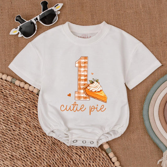 One Cutie Pie Birthday Romper Baby Girl or Boy First Birthday Outfit Sweetie Pie Gift Cake Smash Bodysuit Cute Pie 1st Bday Newborn Outfit Shower Gift