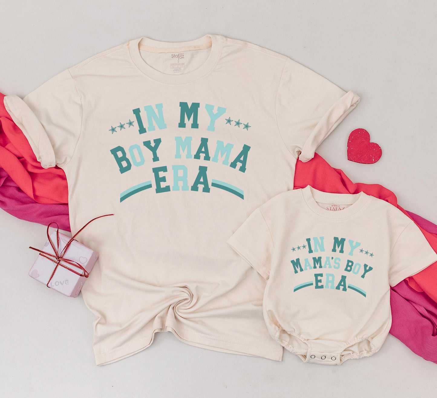 In My Boy Mama Era Mama's Boy Era Matching Retro Tees Teal Blue Green Vintage Style Family Outfit Mother Son Duo Gift