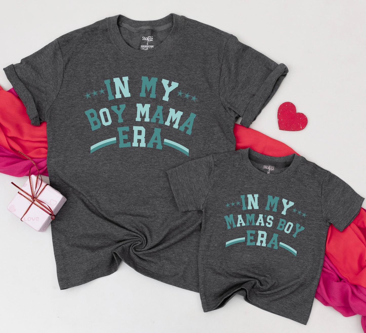 In My Boy Mama Era Mama's Boy Era Matching Retro Tees Teal Blue Green Vintage Style Family Outfit Mother Son Duo Gift