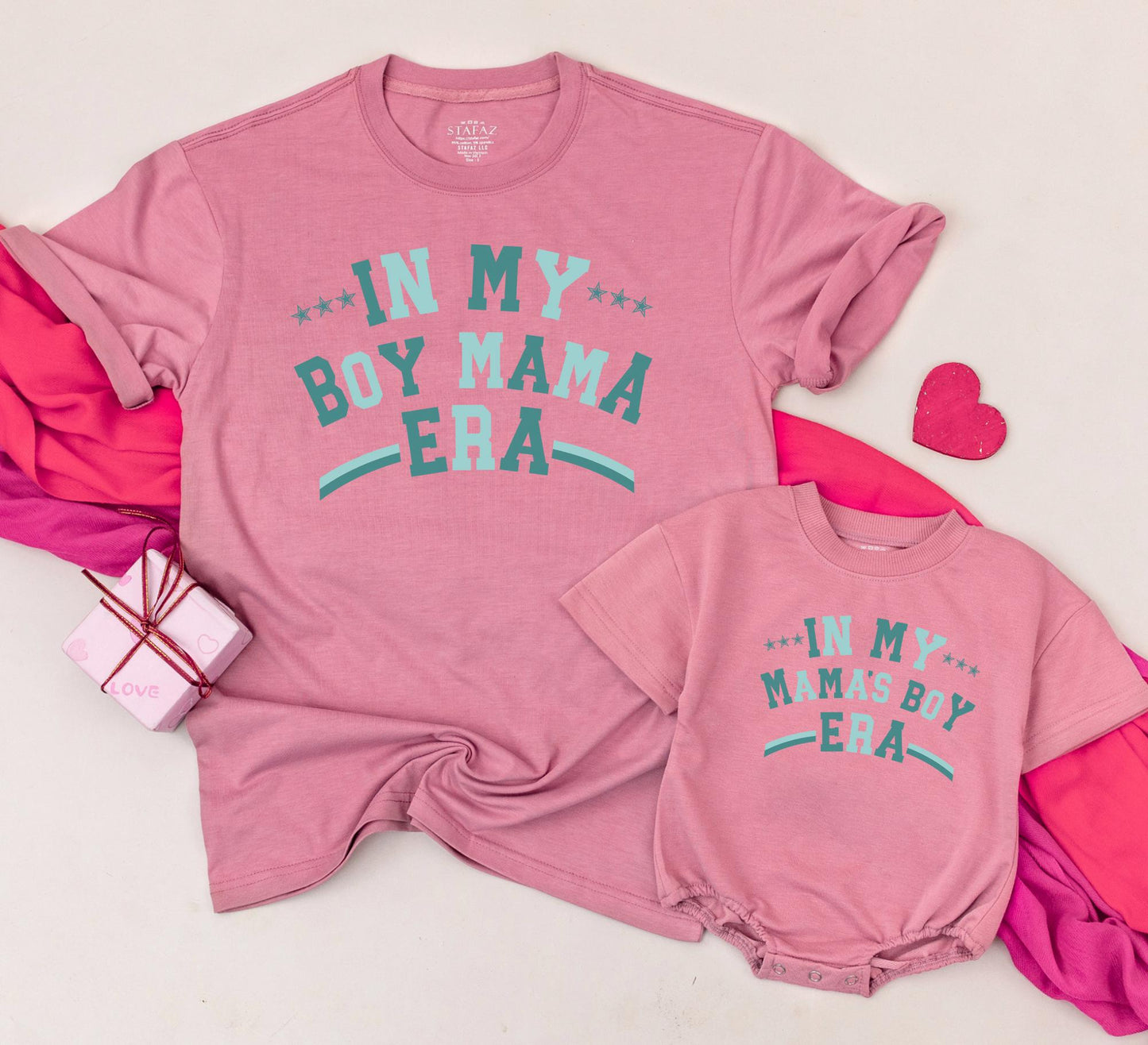 In My Boy Mama Era Mama's Boy Era Matching Retro Tees Teal Blue Green Vintage Style Family Outfit Mother Son Duo Gift