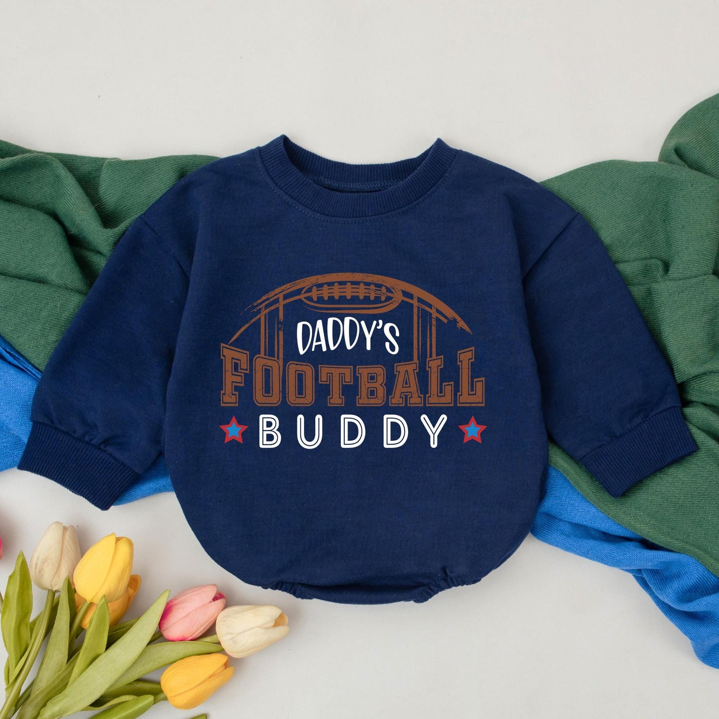 Daddy's Football Buddy Baby Romper Vintage Game Day Outfit Sporty Football Season Bodysuit Retro Brown Fall Infant Boy Girl Clothes 1 Year Old Gift