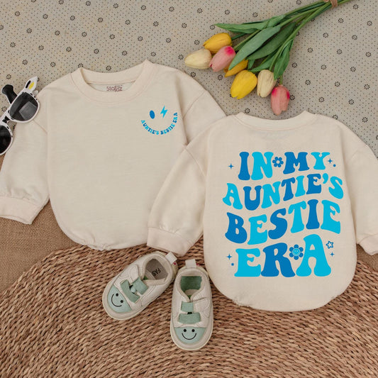Auntie's Bestie Era Baby Romper Newborn Boy Girl Outfit Cute Blue Lightning Star Gift