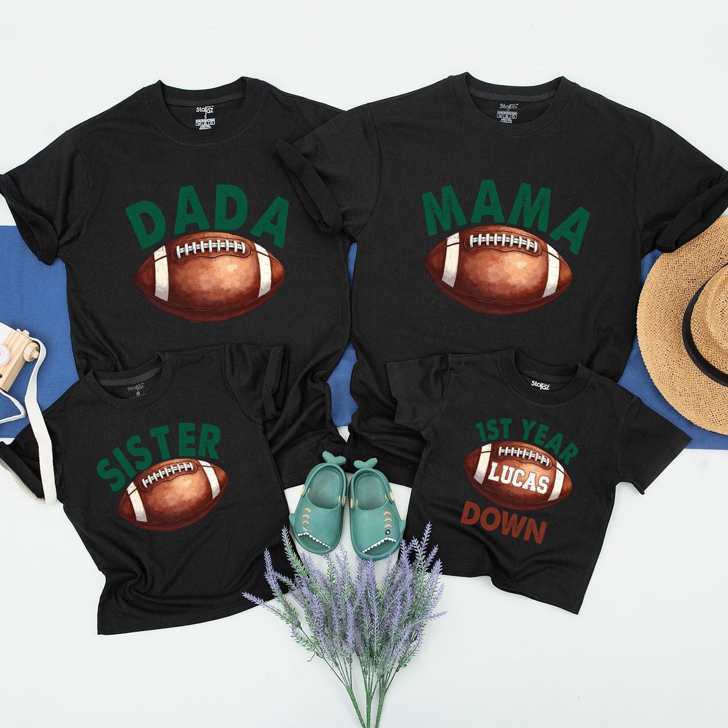 Touchdown First Birthday Matching Family Shirts Football Outfit, Game Day 1st Birthday Boy Tee Set, Dad Mom Baby Sister Brother Party Celebration (137 chars)