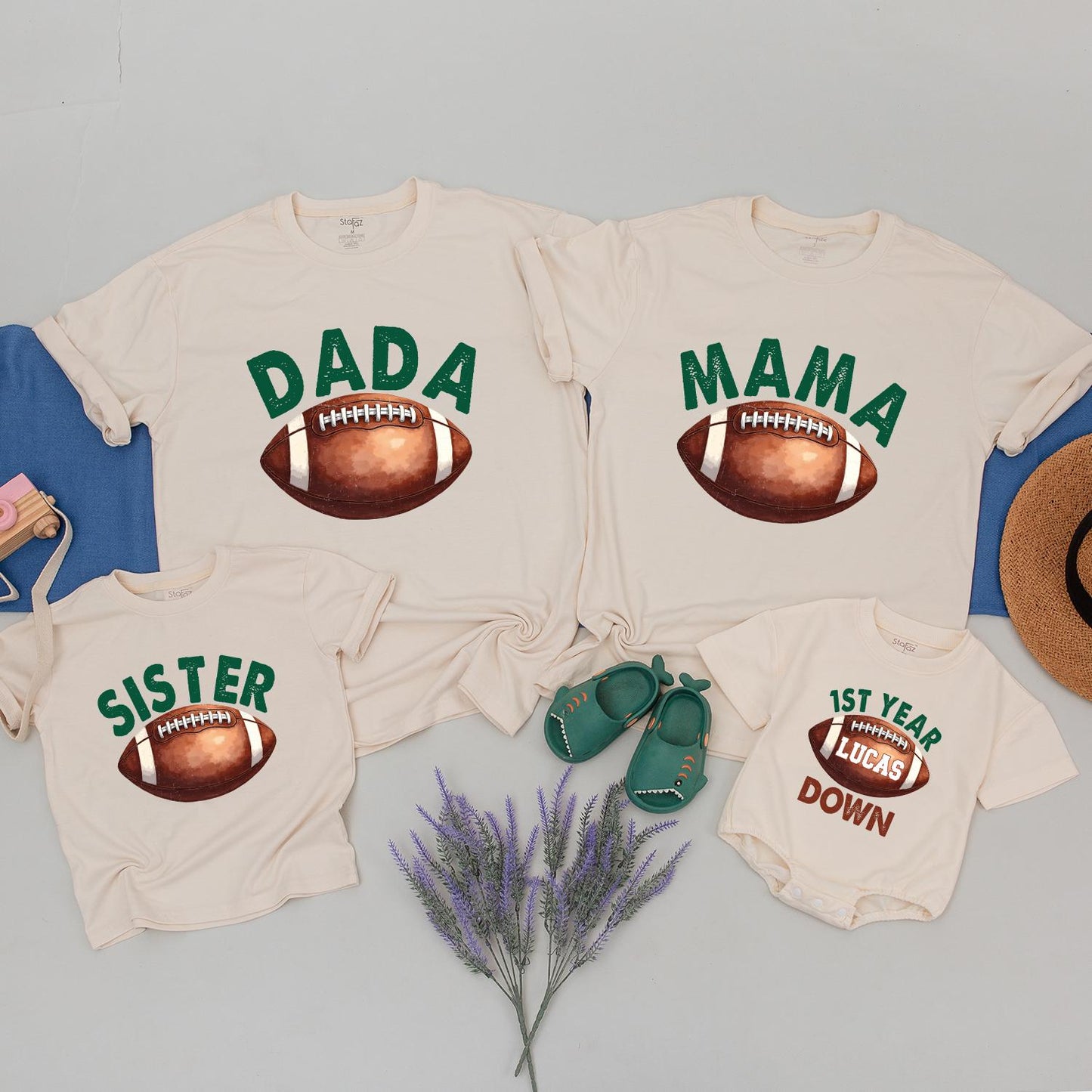 Touchdown First Birthday Matching Family Shirts Football Outfit, Game Day 1st Birthday Boy Tee Set, Dad Mom Baby Sister Brother Party Celebration (137 chars)