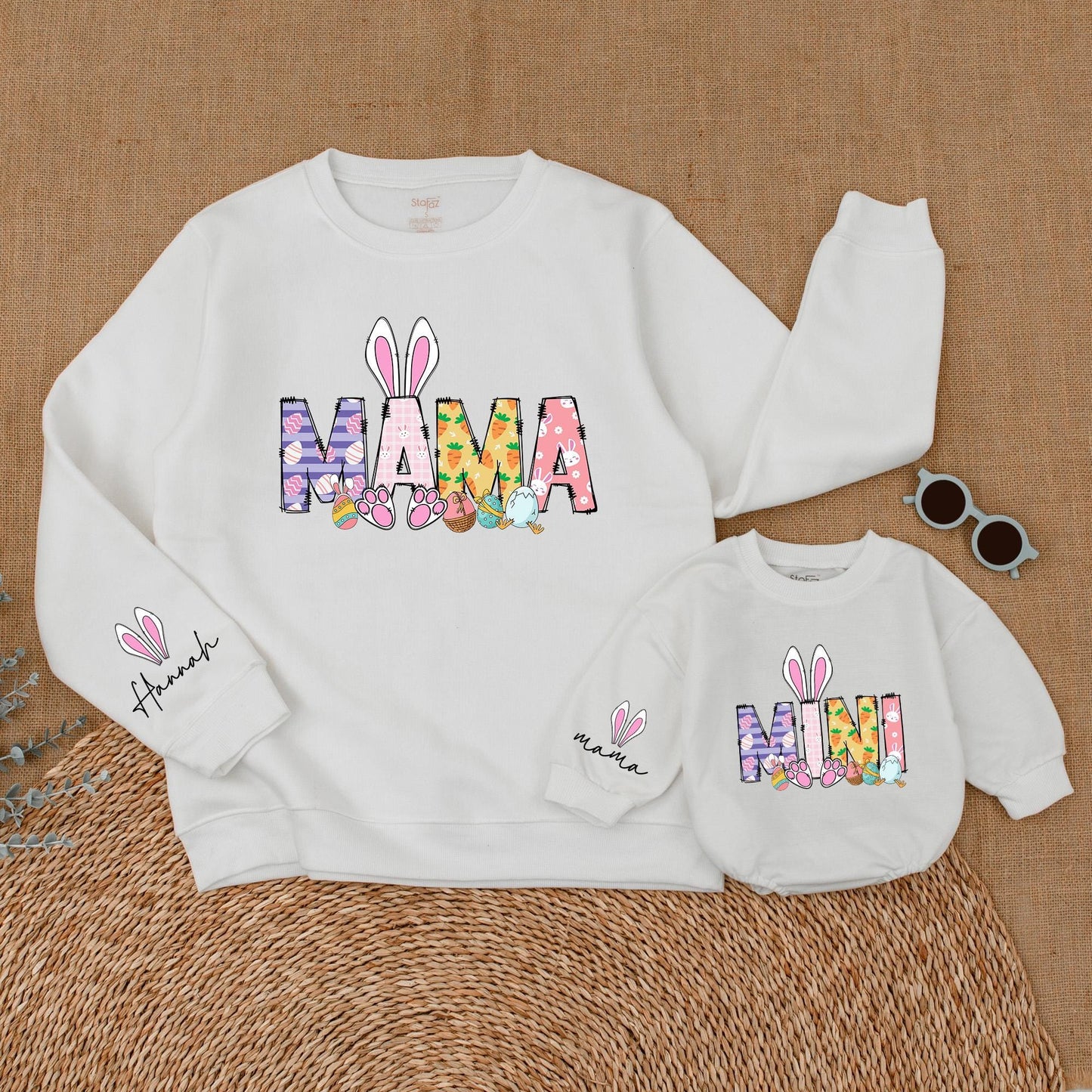 Easter Matching Mama and Mini Sweatshirt Bunny Family Outfit, Mommy and Me Easter Sweater Gift, Baby Girl Toddler Spring Clothes