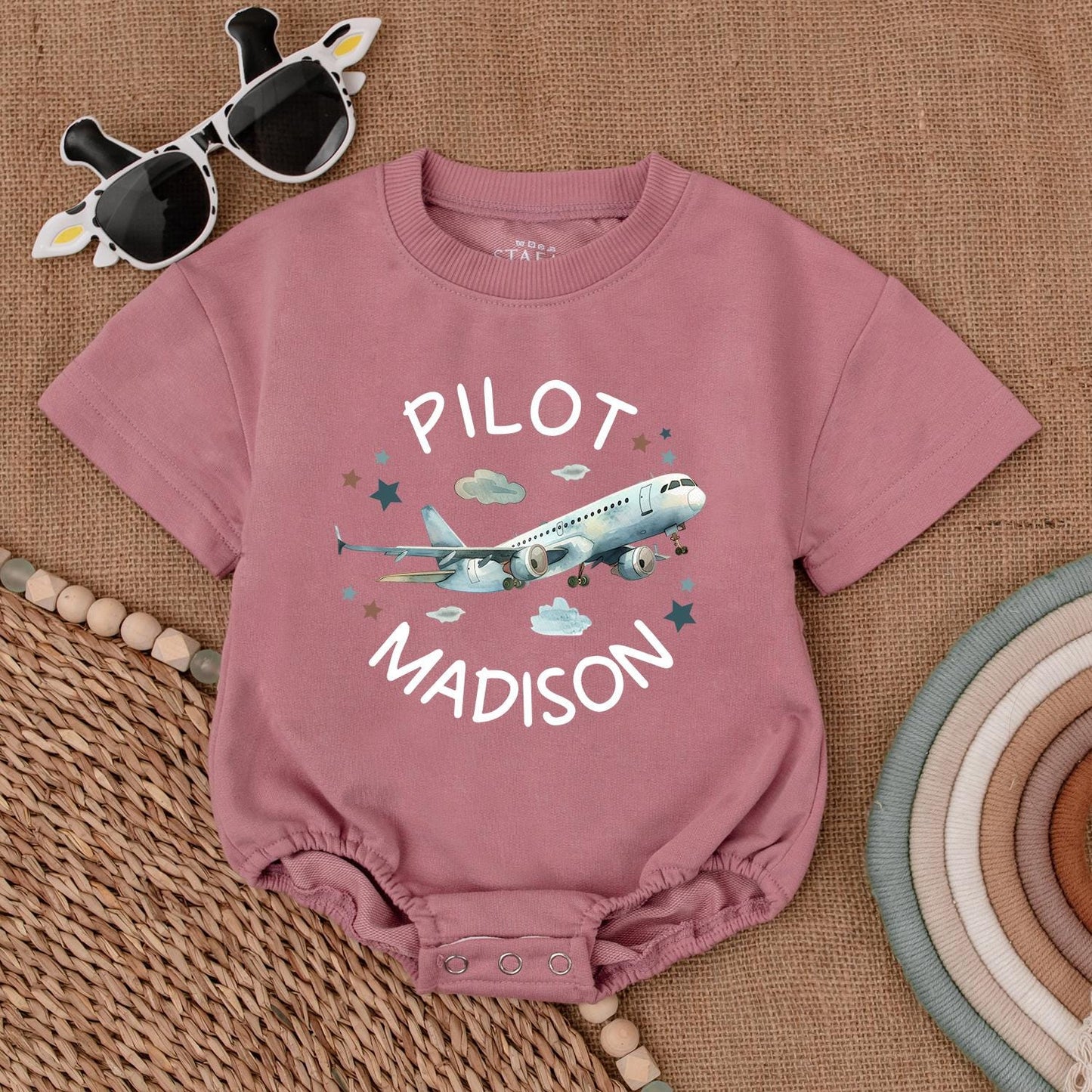 Personalized Name Pilot Romper Baby Boy Airplane Kids Gift Future Aviator Newborn Bodysuit Airplane Lover Toddler Outfit