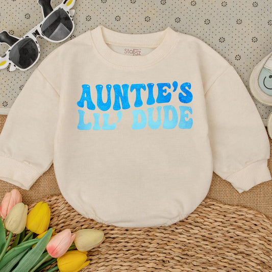 Auntie's Lil Dude Toddler Boy Shirt Cute Nephew Outfit Baby Boy Gift Auntie Nephew Present Pregnancy Announcement Comfort Cotton Fun