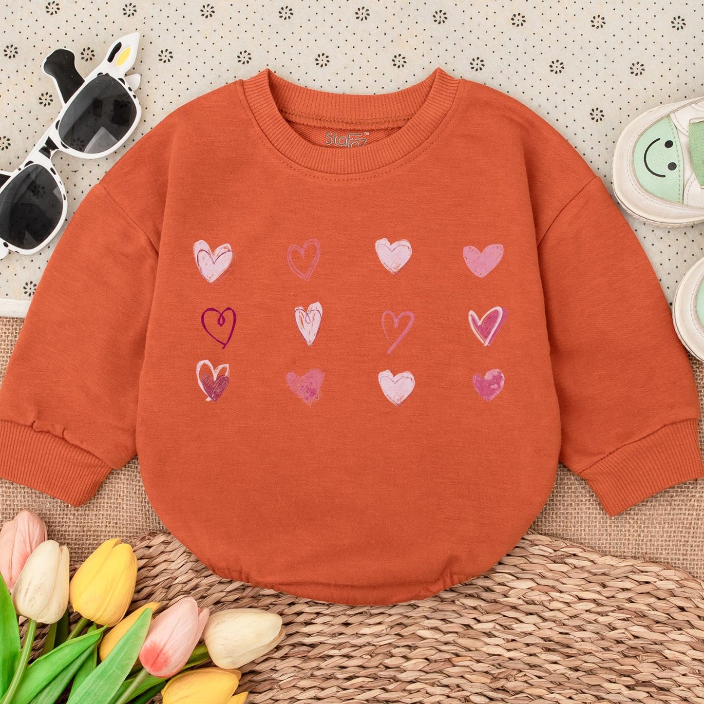 Cute Heart Valentine Baby Romper Soft Cotton Infant Outfit Adorable Love Everyday Gift Gender Neutral Newborns Valentine's Day Celebration