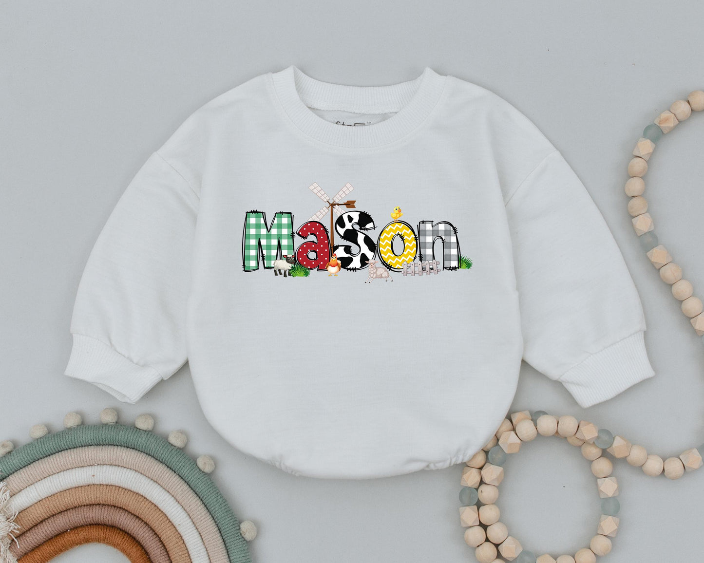 Custom Farm Birthday Romper, Retro Western 1st Birthday Outfit for Baby Girl, Cowgirl Cowboy Bodysuit, Farm Gift