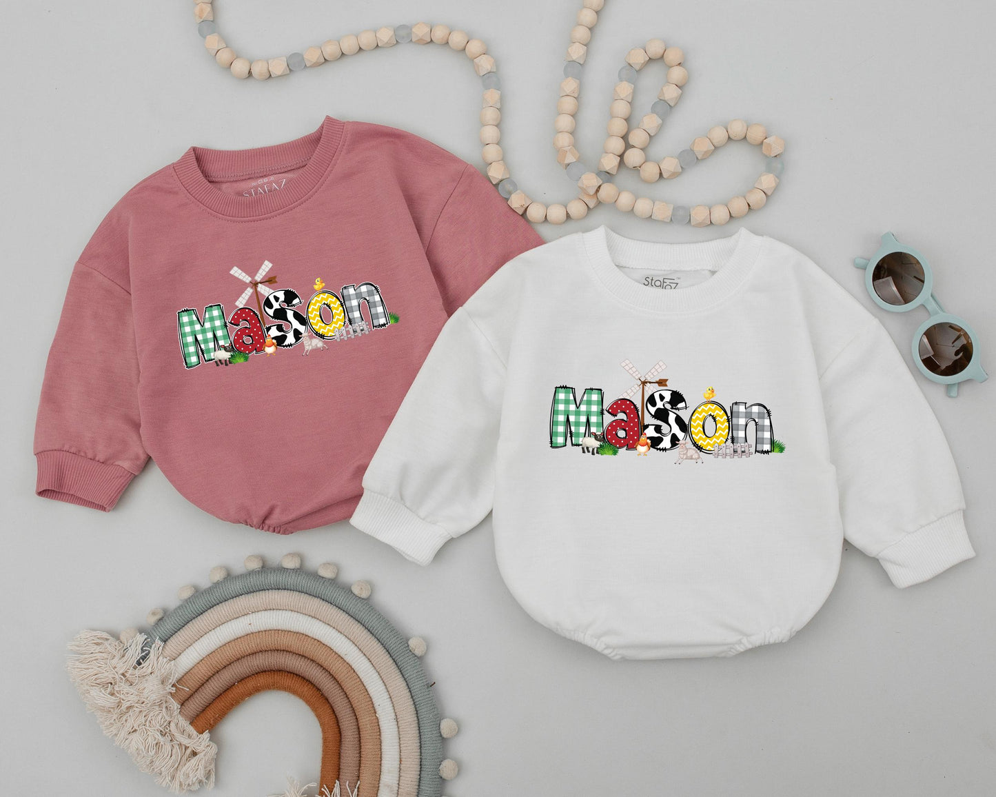 Custom Farm Birthday Romper, Retro Western 1st Birthday Outfit for Baby Girl, Cowgirl Cowboy Bodysuit, Farm Gift