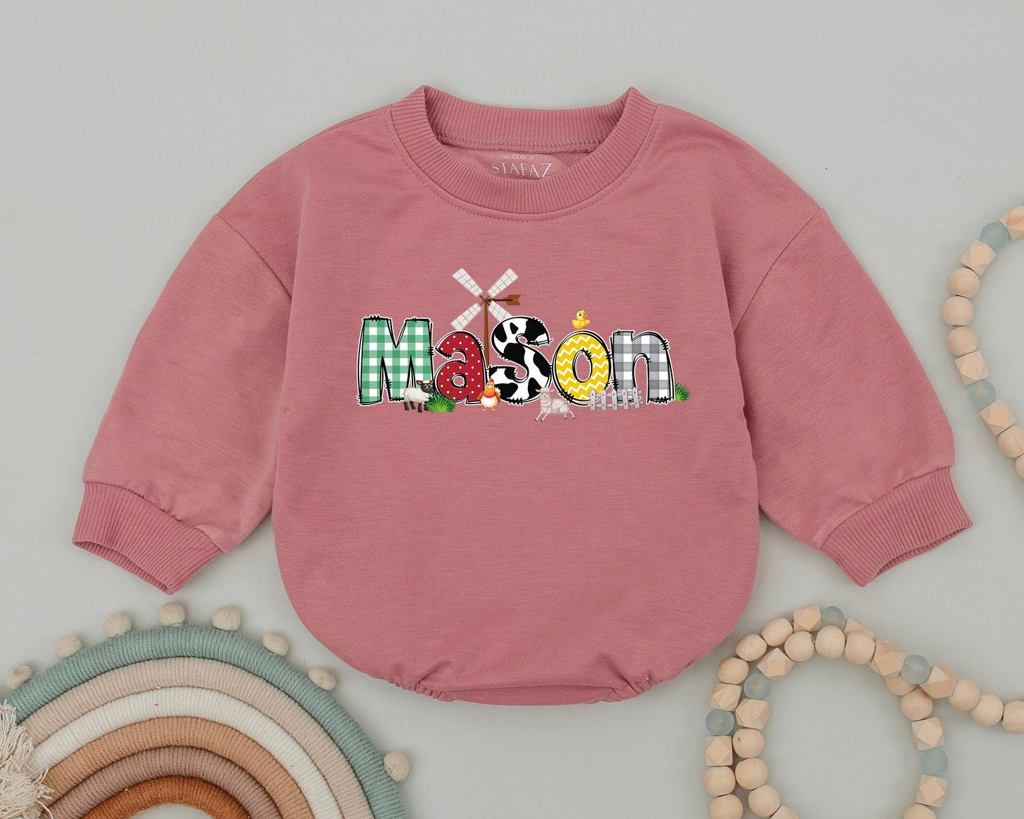 Custom Farm Birthday Romper, Retro Western 1st Birthday Outfit for Baby Girl, Cowgirl Cowboy Bodysuit, Farm Gift