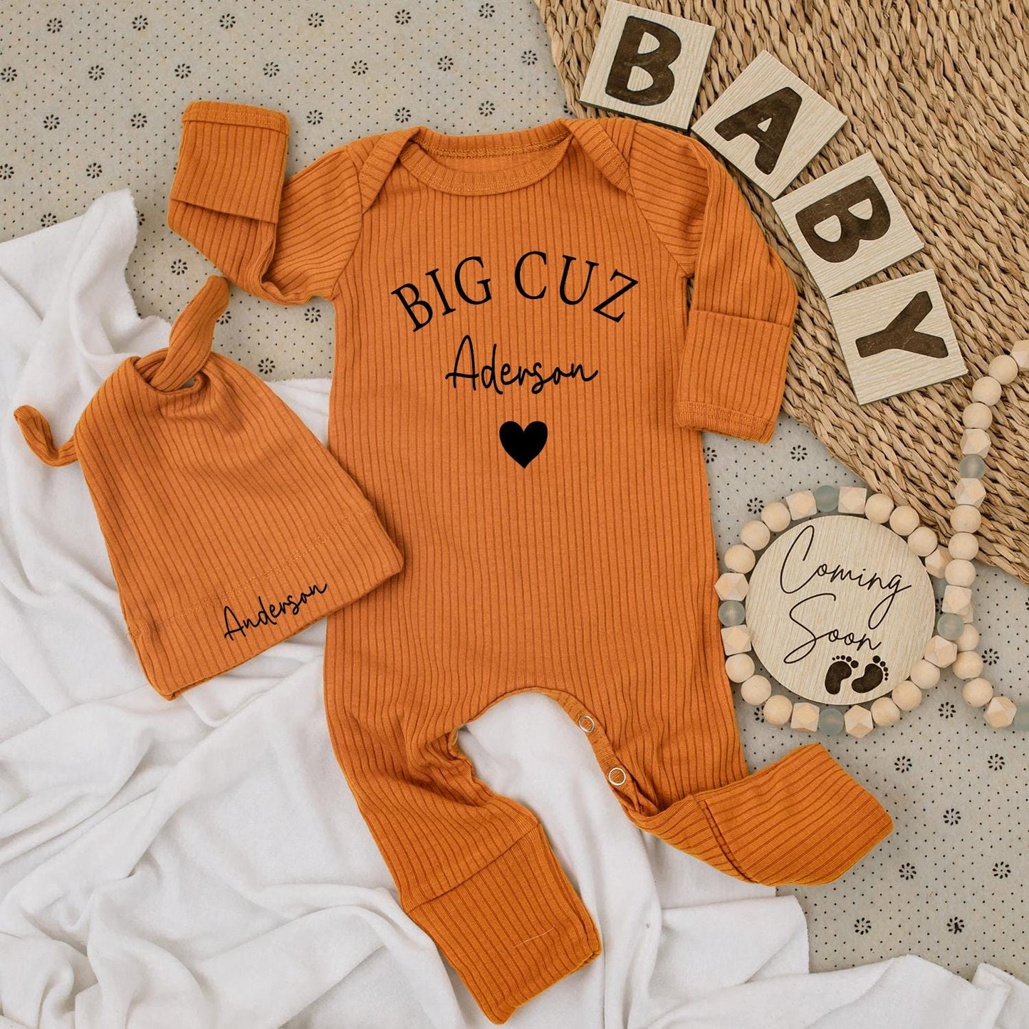 Big Cousin Baby Bodysuit Set, New to the Crew Outfit, Long Sleeve Newborn Romper, Cute Cousin Clothes, Baby Shower Gift, Family Matching Apparel (137 chars)