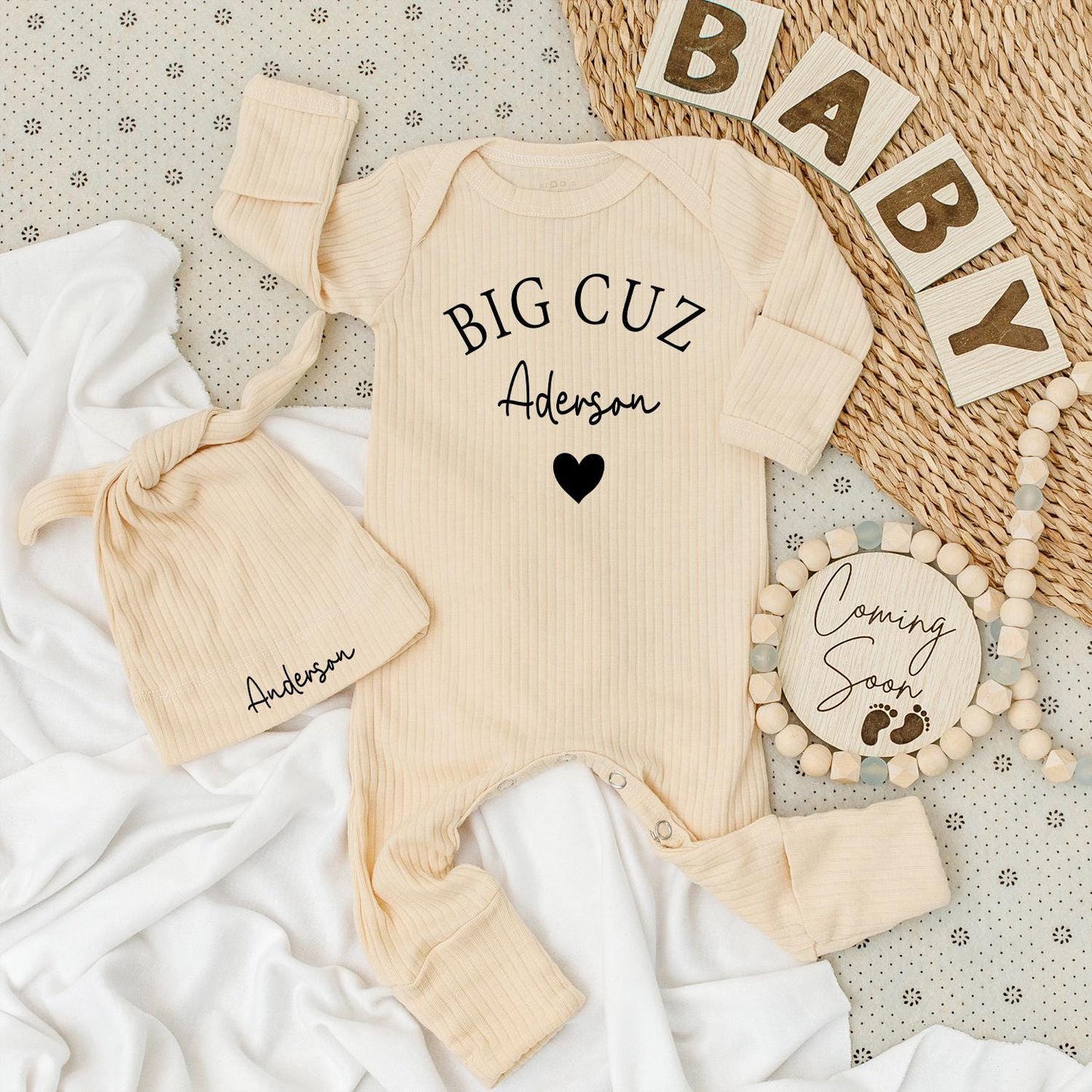 Big Cousin Baby Bodysuit Set, New to the Crew Outfit, Long Sleeve Newborn Romper, Cute Cousin Clothes, Baby Shower Gift, Family Matching Apparel (137 chars)