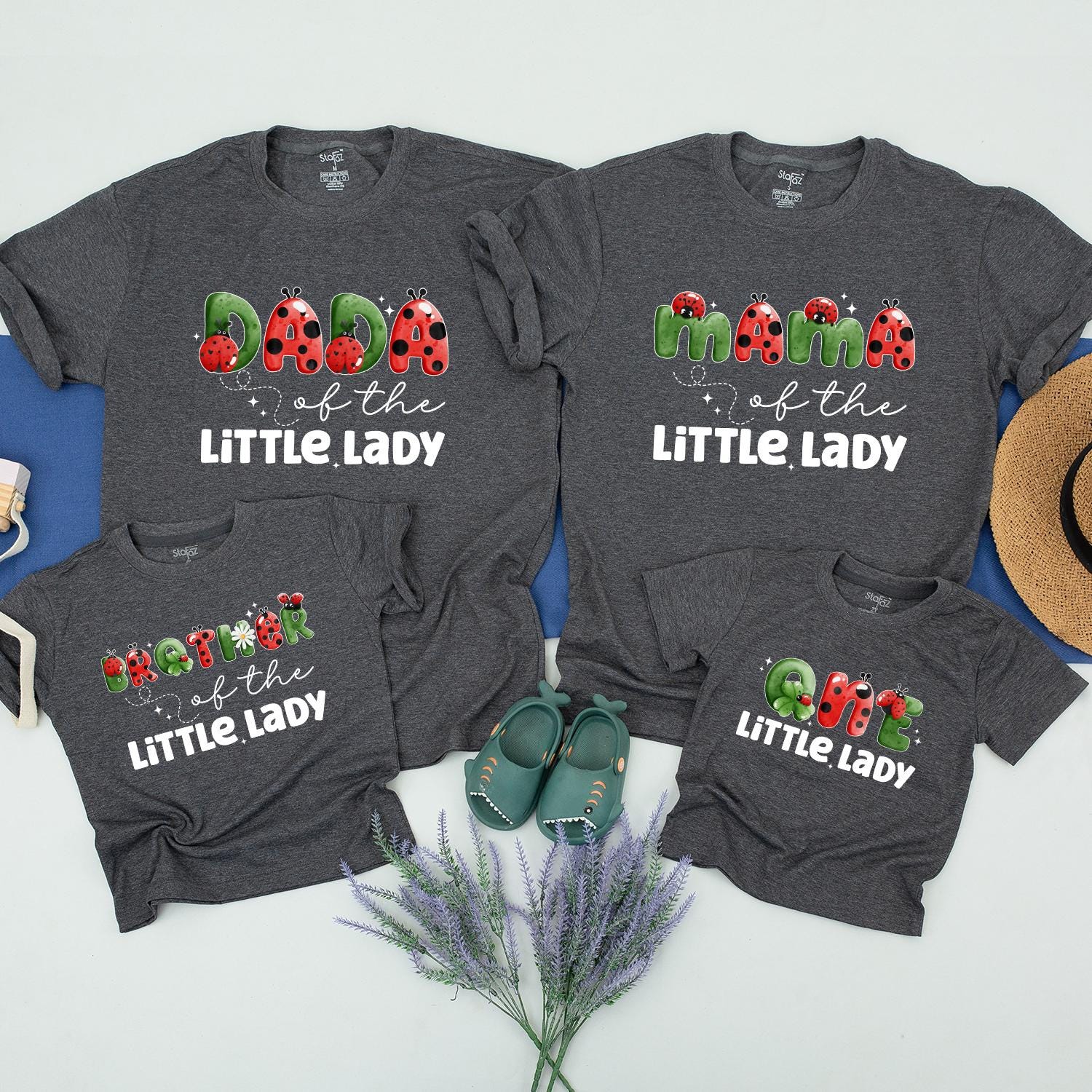 Ladybug Family Matching 1st Birthday Shirts Cute Bug Theme Mommy and Me Outfit Daddy Too