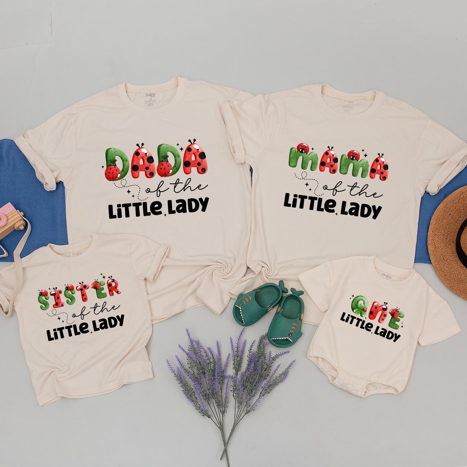 Ladybug Family Matching 1st Birthday Shirts Cute Bug Theme Mommy and Me Outfit Daddy Too