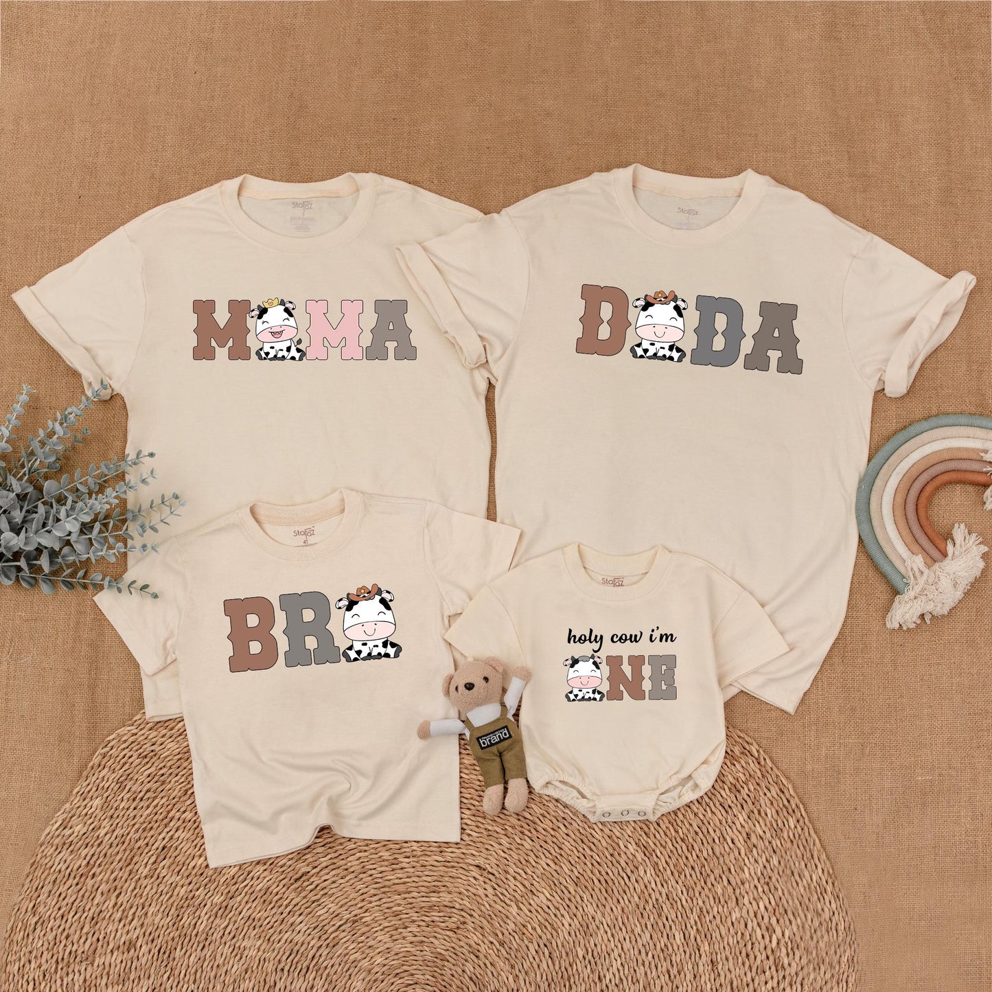 Cow Family Birthday Shirt Mommy and Me Matching Farm Western First Birthday Outfit Girl