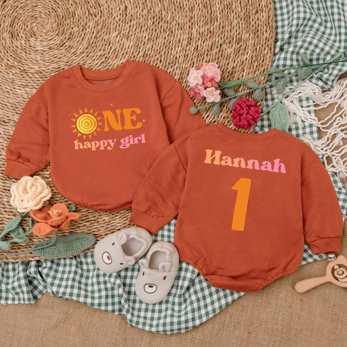 One Happy Girl Romper First Trip Around The Sun Boho Sun Birthday Outfit Little Sunshine Baby Bodysuit Summer Gift