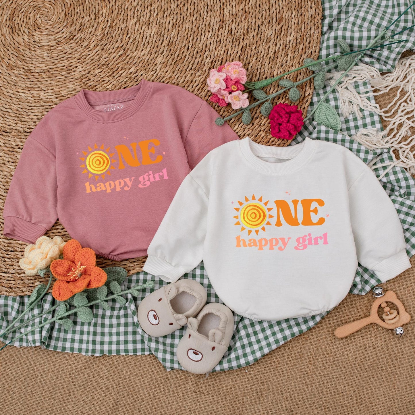 One Happy Girl Romper First Trip Around The Sun Boho Sun Birthday Outfit Little Sunshine Baby Bodysuit Summer Gift