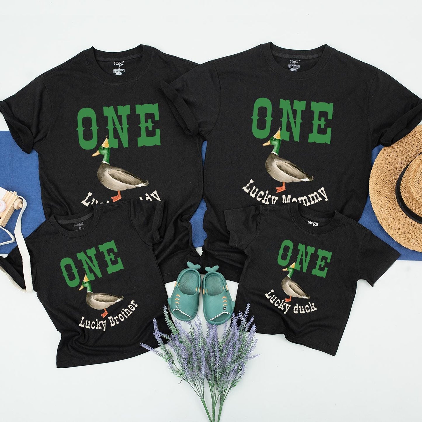 ONE Lucky Duck Matching Family Birthday Shirts for Baby Boy 1st Birthday Party Celebration Comfortable Cotton Gifts