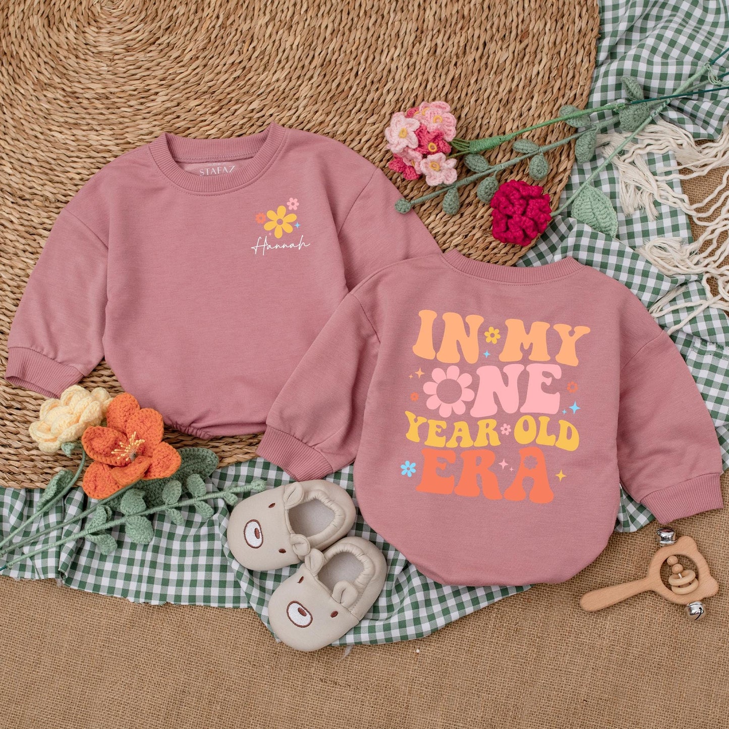 Personalized One Year Old Era Romper Girls First Birthday Bodysuit Baby Girl Outfit Soft Comfortable Adorable Celebration Party Gift