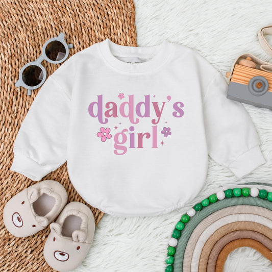Daddy's Little Girl Bubble Romper Sweet Father Daughter Matching Baby Bodysuit Cute Newborn Infant Outfit for Father's Day Gift