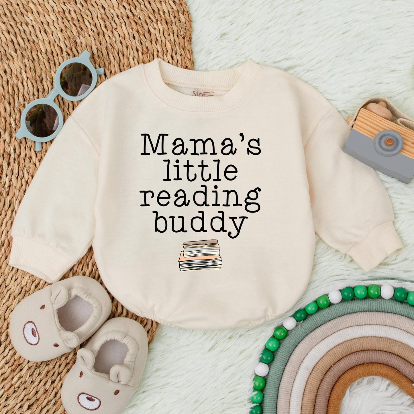 Mama’s Little Reading Buddy Bubble Romper – Cute Baby Reading Outfit – Personalized Baby Romper for Book Lovers – Perfect Baby Gift