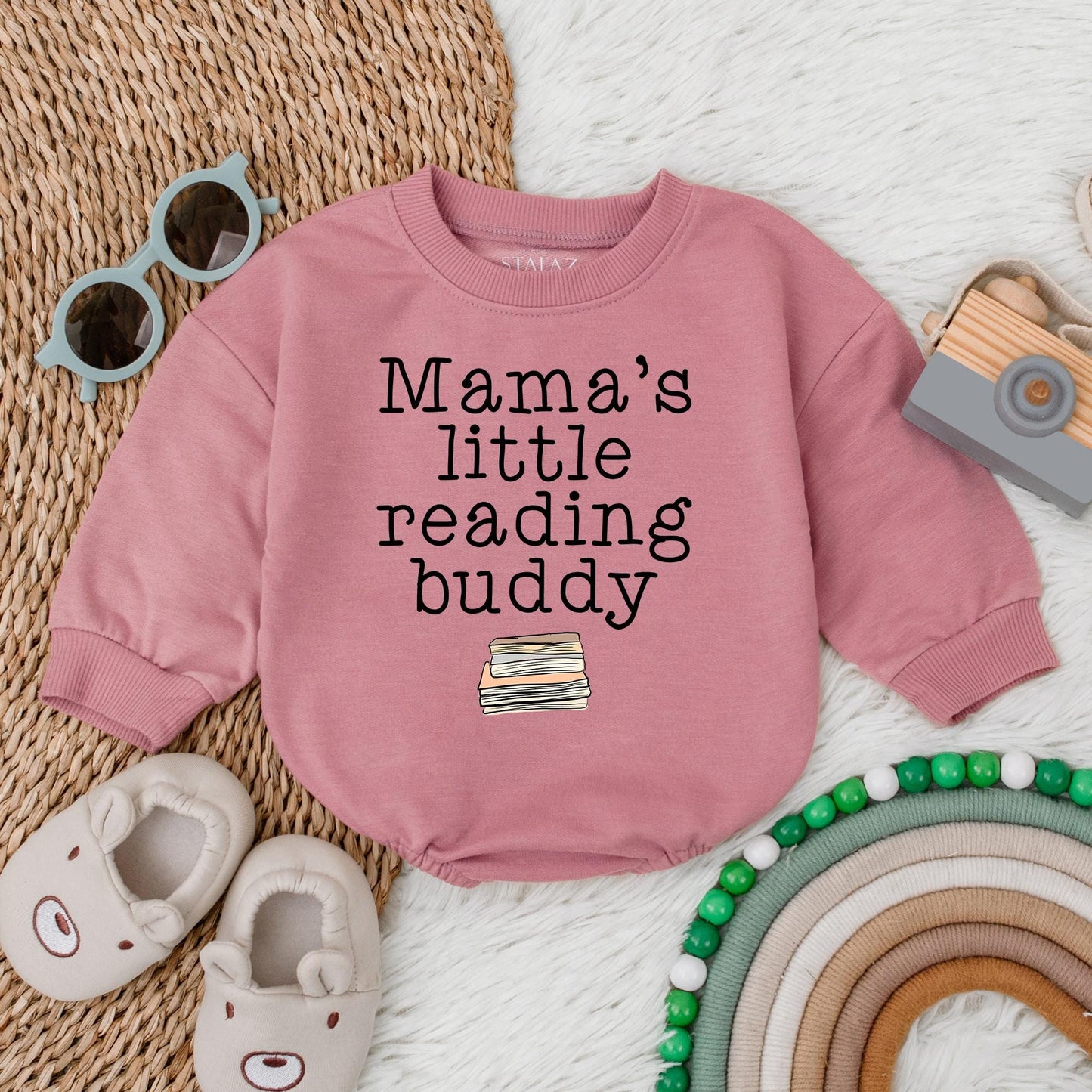 Mama’s Little Reading Buddy Bubble Romper – Cute Baby Reading Outfit – Personalized Baby Romper for Book Lovers – Perfect Baby Gift