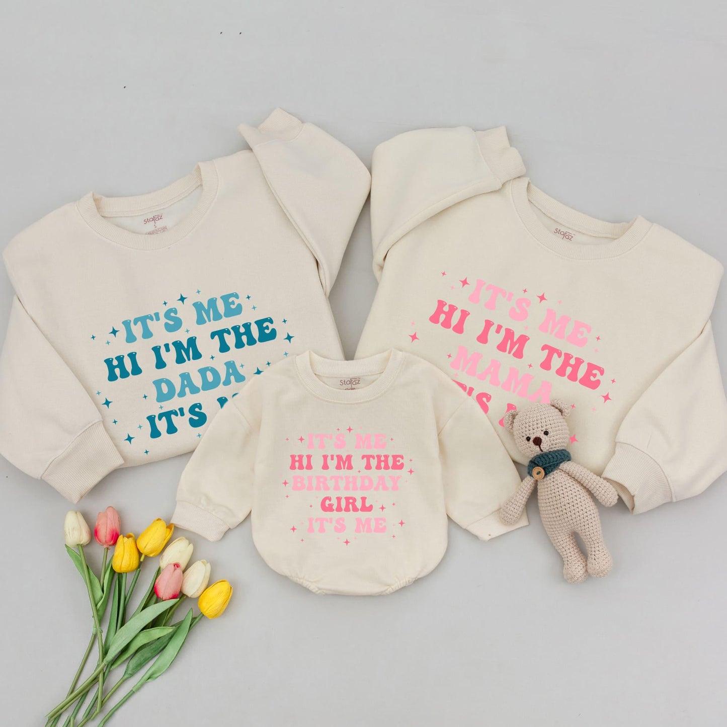 It's Me Hi I'm The Birthday Girl Shirt White Stars Matching Outfit Mommy and Me Birthday Girl Shirt First Birthday Celebration