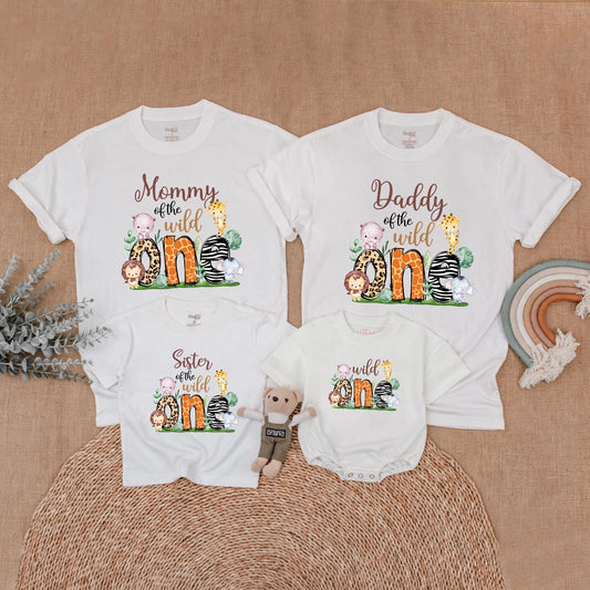 Wild One Safari Birthday Family Matching Shirt Mommy and Me Outfit Boys First Birthday