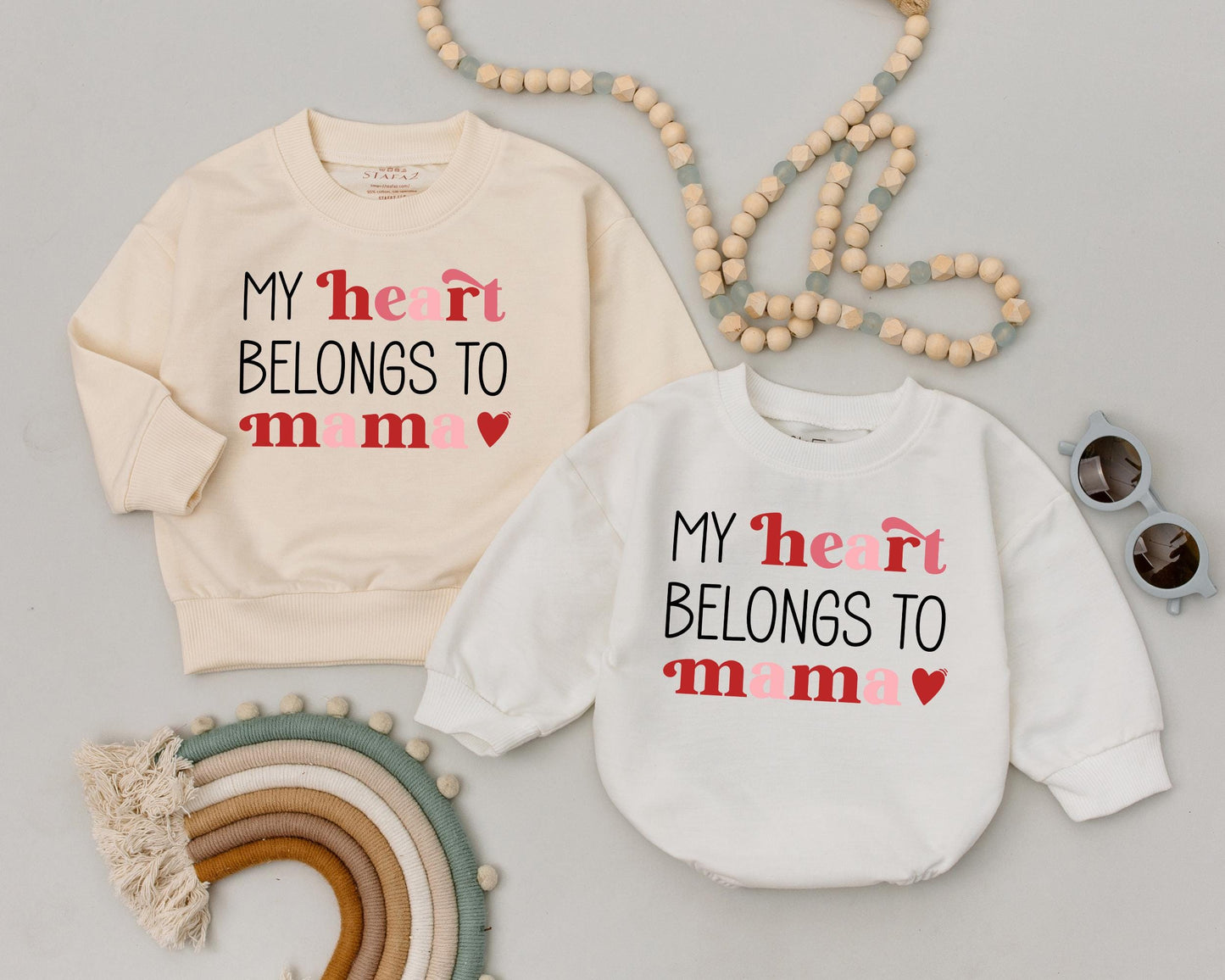 My Heart Belongs To Mama Baby Romper Valentines Outfit Infant Bodysuit Valentines Baby Girl Clothes Kids Valentines Gift