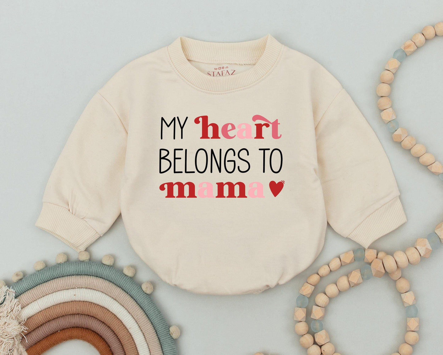 My Heart Belongs To Mama Baby Romper Valentines Outfit Infant Bodysuit Valentines Baby Girl Clothes Kids Valentines Gift