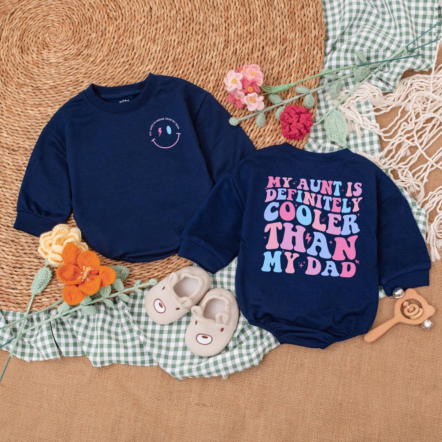 My Aunt is Definitely Cooler Than My Dad Baby Romper Cute Auntie's Bestie Bodysuit Fun Cool Aunt Outfit Baby Shower Gift for Aunt Cotton Soft Comfortable